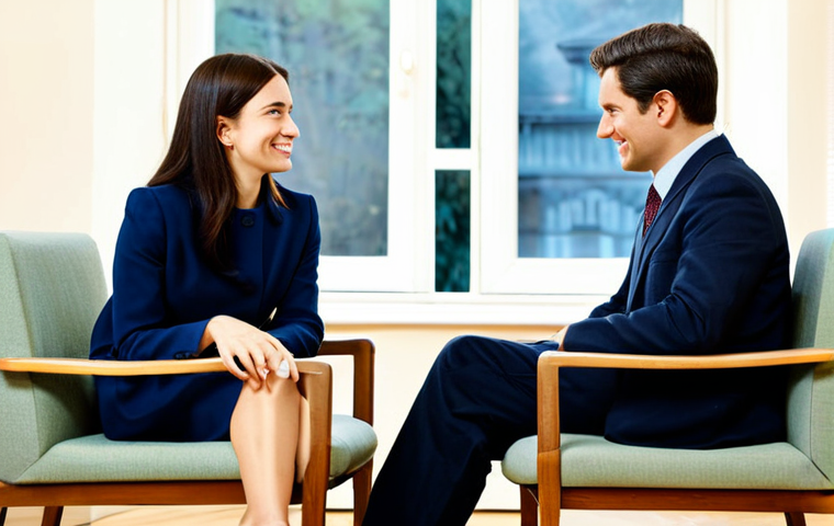 구술사 수집에서의 신뢰성 확보 방법 - Interview Setting**
"A warm and inviting interview setting with a professional interviewer and inte...