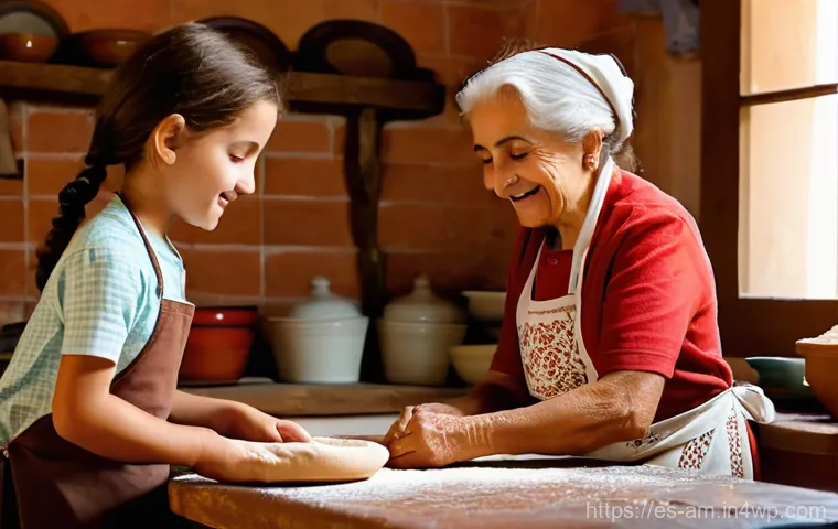 구술사를 통한 음식의 사회적 의미 탐구 - Image Prompt 1: Generational Wisdom in the Spanish Kitchen**