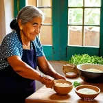 Home 22 음식 문화 구술사와 지역 정체성 - **Prompt 1: "Generational Culinary Wisdom"**
A heartwarming and highly detailed image capturing ...