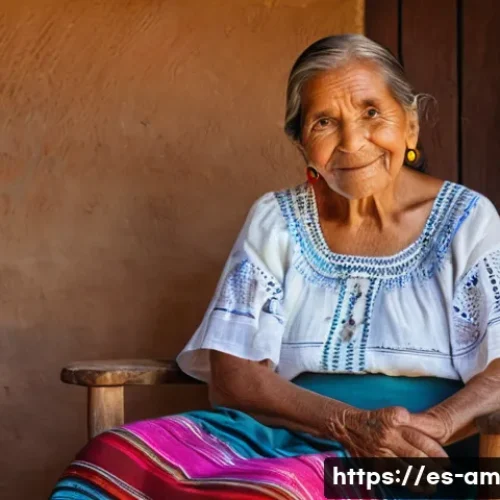 Home 31 구술사 수집을 위한 문화적 접근 - A warm, intimate scene of an elderly indigenous woman in traditional Mexican clothing, sitting on a ...
