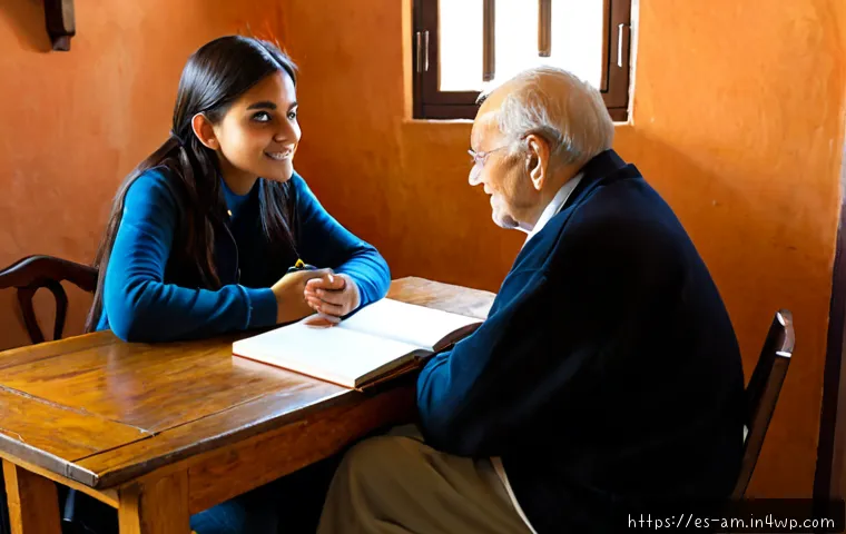 구술사 수집을 위한 지역 커뮤니티와의 협력 - Photorealistic community oral history interview in a sunlit cultural center in a historic Latin Amer...
